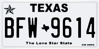 TX license plate BFW9614