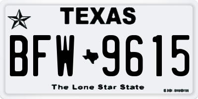 TX license plate BFW9615