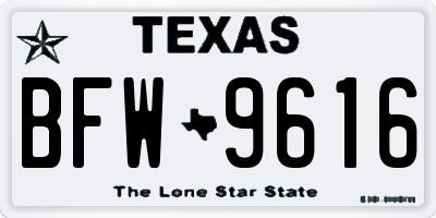 TX license plate BFW9616