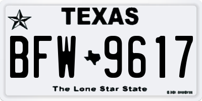 TX license plate BFW9617