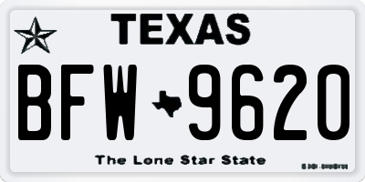 TX license plate BFW9620