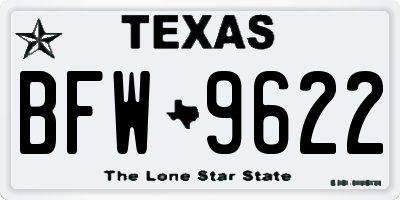 TX license plate BFW9622