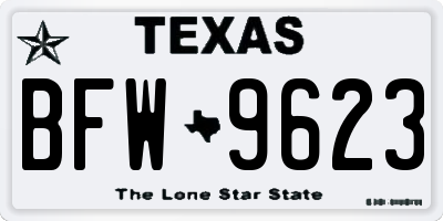 TX license plate BFW9623