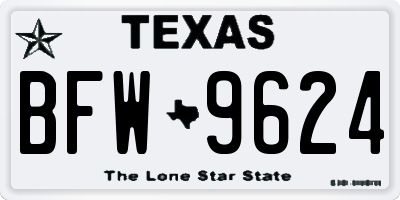 TX license plate BFW9624