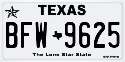 TX license plate BFW9625