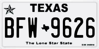 TX license plate BFW9626