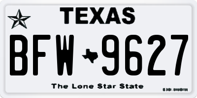 TX license plate BFW9627