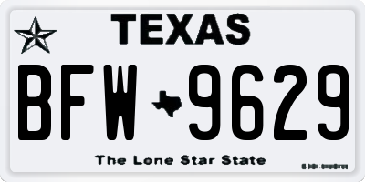 TX license plate BFW9629