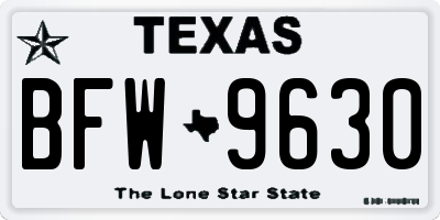 TX license plate BFW9630
