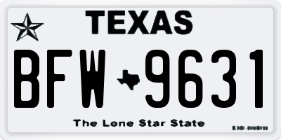 TX license plate BFW9631