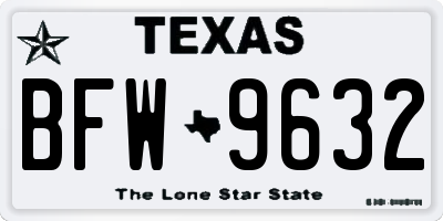 TX license plate BFW9632