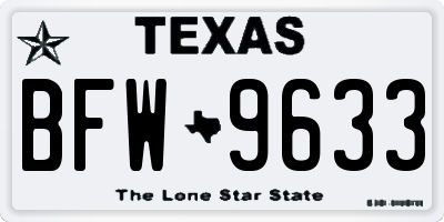 TX license plate BFW9633
