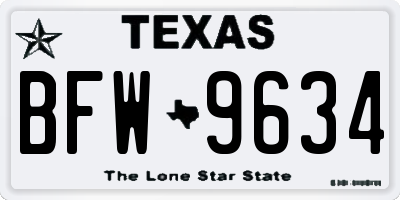 TX license plate BFW9634