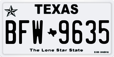 TX license plate BFW9635