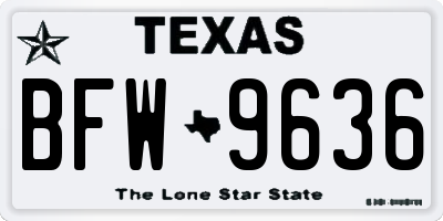 TX license plate BFW9636