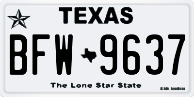 TX license plate BFW9637