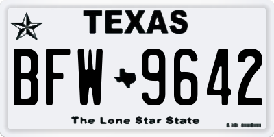 TX license plate BFW9642