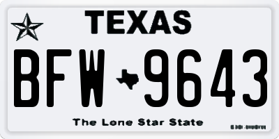 TX license plate BFW9643