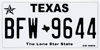 TX license plate BFW9644
