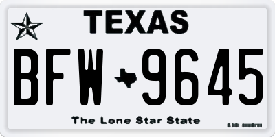 TX license plate BFW9645