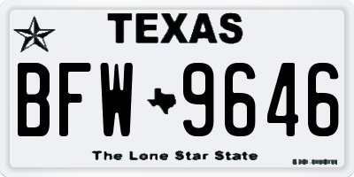 TX license plate BFW9646