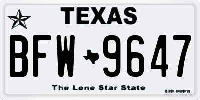 TX license plate BFW9647
