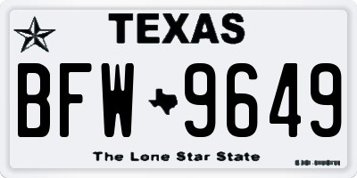 TX license plate BFW9649
