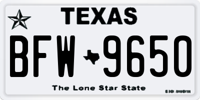 TX license plate BFW9650