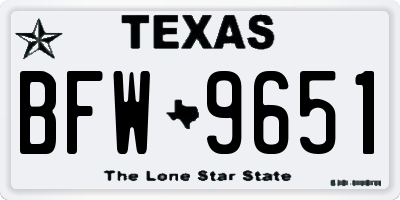 TX license plate BFW9651