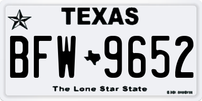 TX license plate BFW9652
