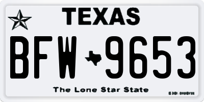 TX license plate BFW9653