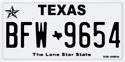 TX license plate BFW9654