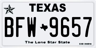 TX license plate BFW9657