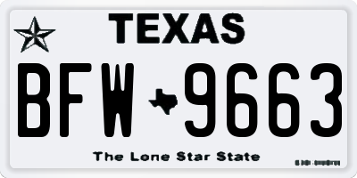 TX license plate BFW9663