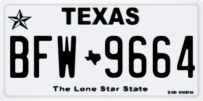 TX license plate BFW9664