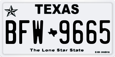 TX license plate BFW9665