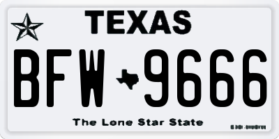 TX license plate BFW9666