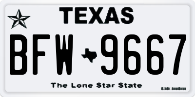 TX license plate BFW9667