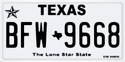TX license plate BFW9668