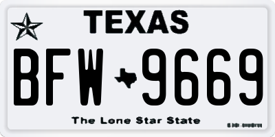 TX license plate BFW9669