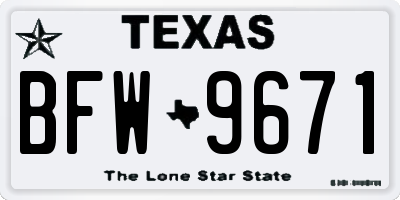 TX license plate BFW9671