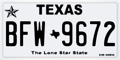 TX license plate BFW9672