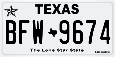 TX license plate BFW9674