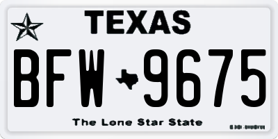 TX license plate BFW9675