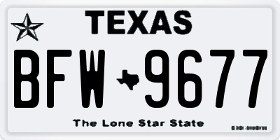 TX license plate BFW9677