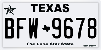 TX license plate BFW9678