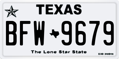 TX license plate BFW9679