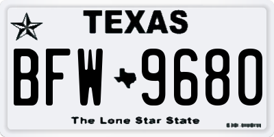 TX license plate BFW9680