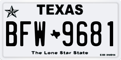 TX license plate BFW9681