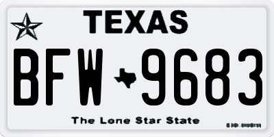 TX license plate BFW9683